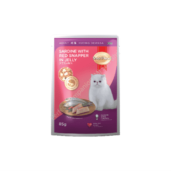 SmartHeart Cat Pouch Sardine With Red Snapper In Jelly